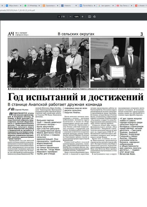 Отчет главы
