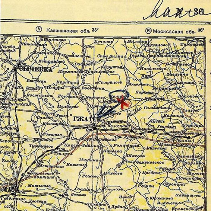 Александр Демьянов....Карта с указанием места переброски «Гейне» за линию фронта. Утверждена подполковником М.Б. Маклярским.jpg